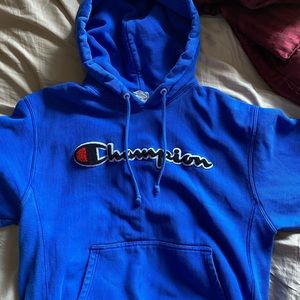 Reverse weave champion logo hoodie